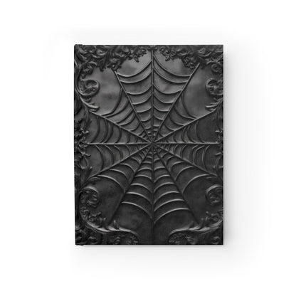 Gothic Spiderweb Journal – Dark Aesthetic Notebook with Ornate Black Web Design & Optional Personalized Text