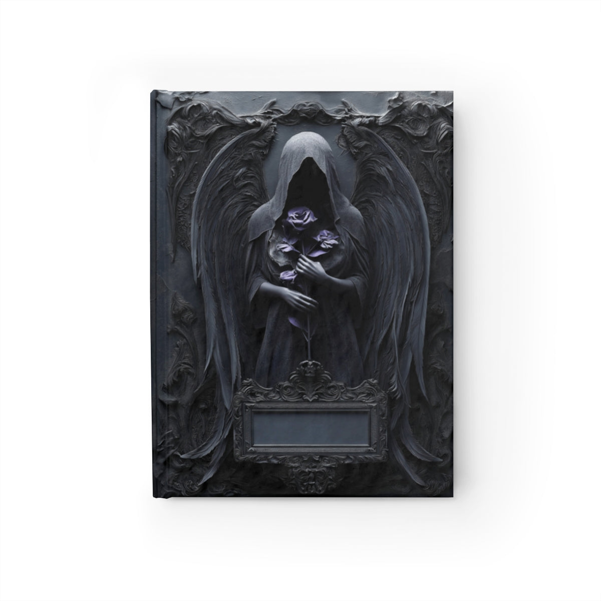 Gothic Dark Angel Journal – Grim Reaper Aesthetic Notebook with Black Wings & Optional Personalized Text