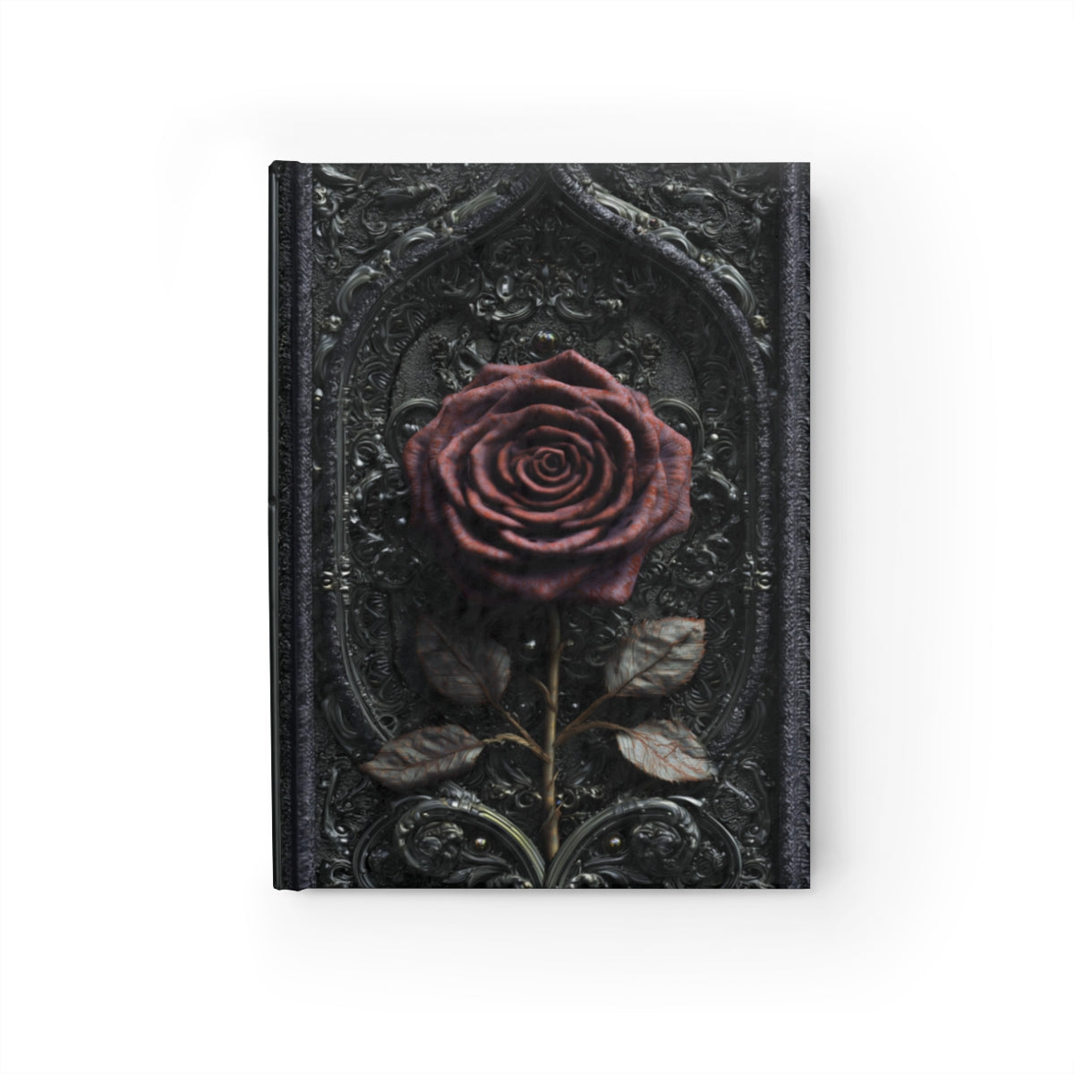 Gothic Red Rose Journal – Dark Romantic Floral Notebook with Optional Personalized Text
