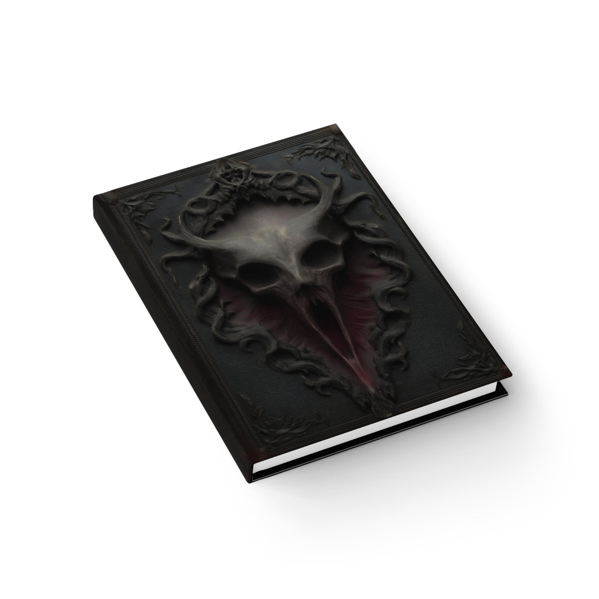 Gothic Horror Skull Journal – Dark Fantasy Demon Skull Notebook with Optional Personalized Text