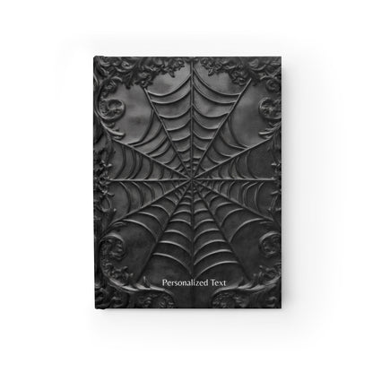 Gothic Spiderweb Journal – Dark Aesthetic Notebook with Ornate Black Web Design & Optional Personalized Text
