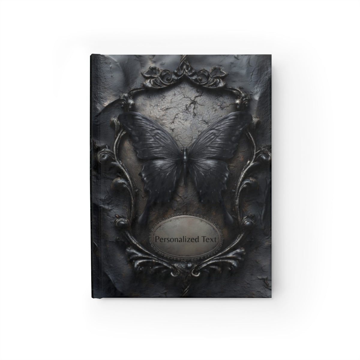 Gothic Black Butterfly Journal – Dark Fantasy Notebook with Optional Personalized Text