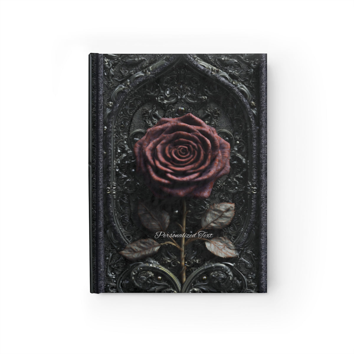 Gothic Red Rose Journal – Dark Romantic Floral Notebook with Optional Personalized Text