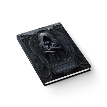 Gothic Dark Angel Journal – Grim Reaper Aesthetic Notebook with Black Wings & Optional Personalized Text
