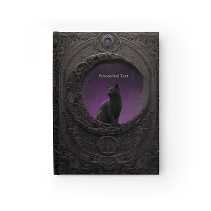 Gothic Black Cat Journal – Dark Fantasy Moon Notebook with Optional Personalized Text