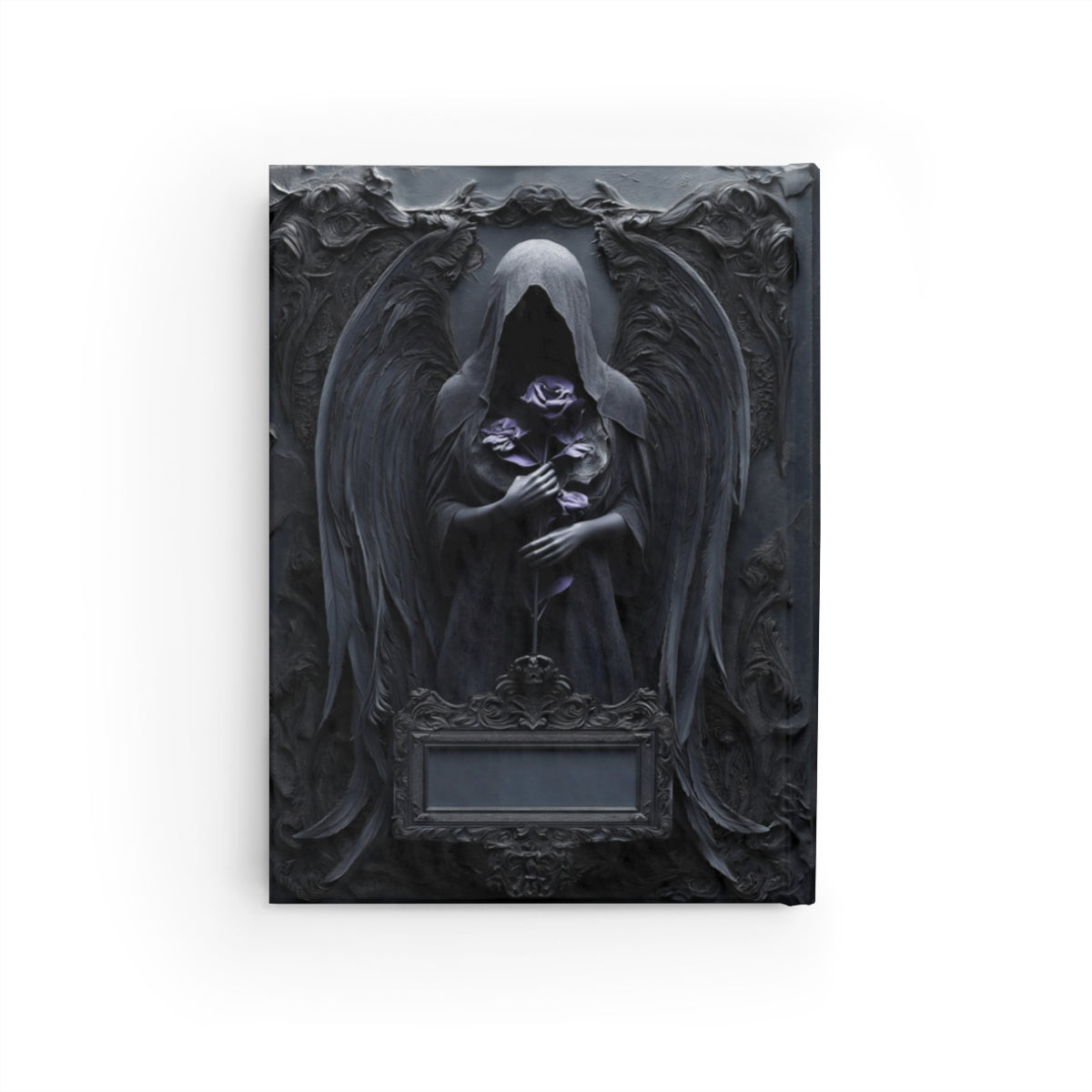 Gothic Dark Angel Journal – Grim Reaper Aesthetic Notebook with Black Wings & Optional Personalized Text