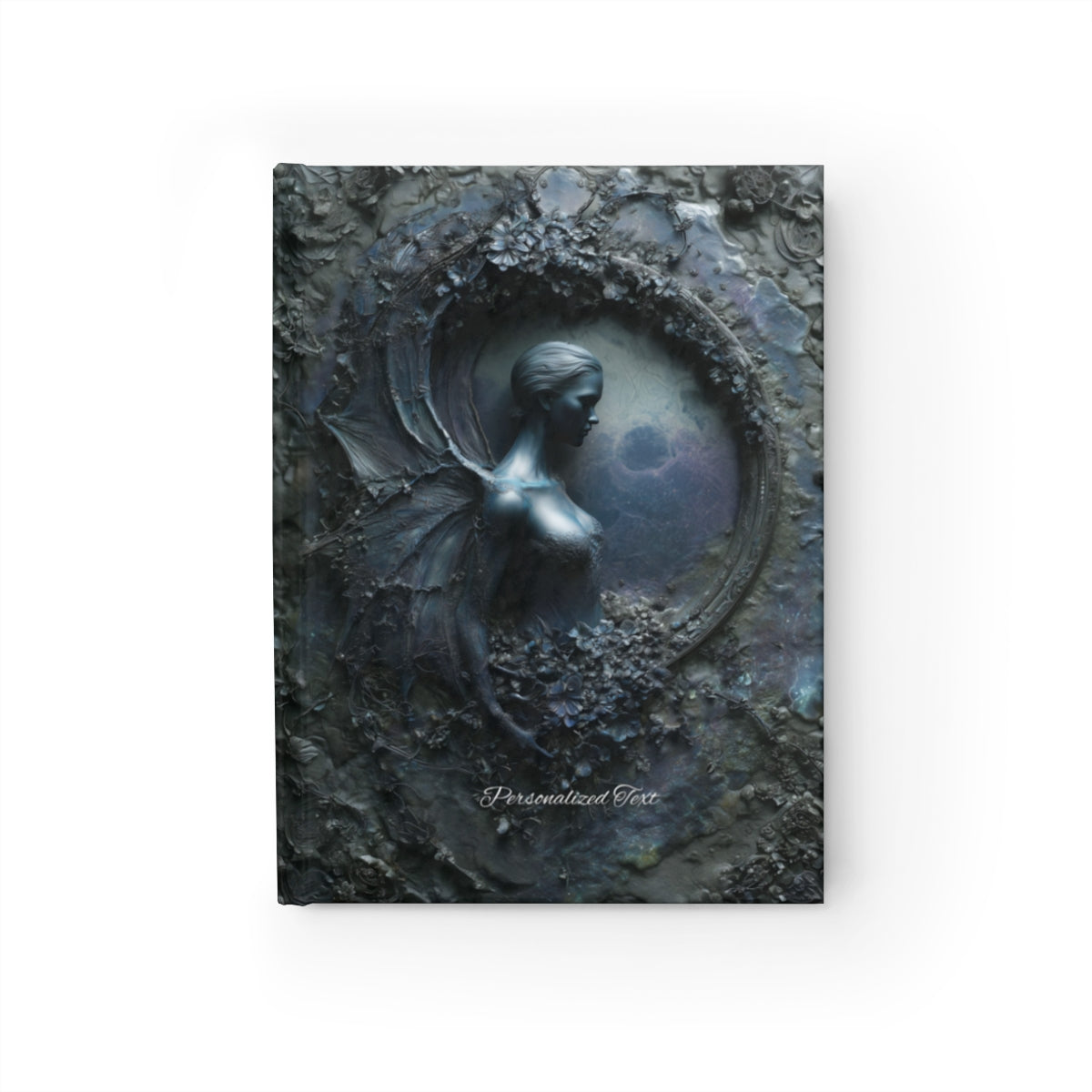 Dark Fairy Moon Journal – Gothic Celestial Fantasy Notebook with Optional Personalized Text