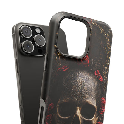 Personalized Gothic Skull and Red Roses Phone Case, Dark Floral Skeleton Case, Victorian Gothic Horror iPhone Samsung Galaxy Google Pixel Case