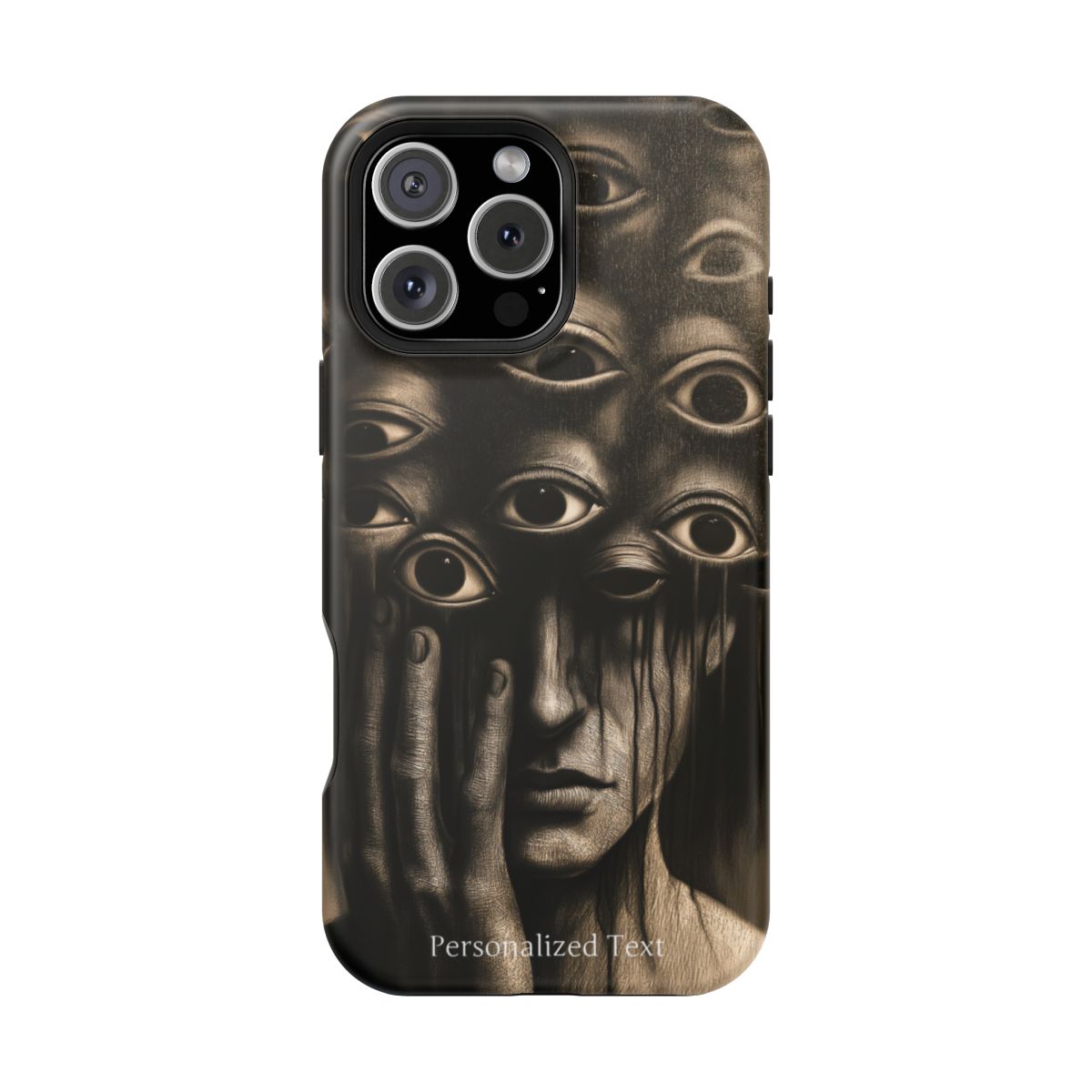 Personalized Surreal Eyes Phone Case, Dark Surrealism Horror Art, Creepy Multiple Eyes Gothic Face, Psychological Horror iPhone Samsung Pixel Case