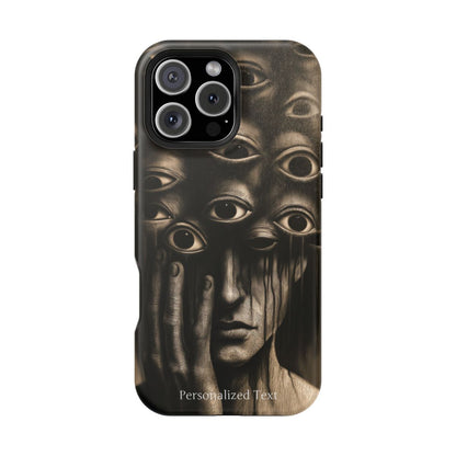 Personalized Surreal Eyes Phone Case, Dark Surrealism Horror Art, Creepy Multiple Eyes Gothic Face, Psychological Horror iPhone Samsung Pixel Case