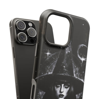 Personalized Gothic Witch Phone Case – Black and White Celestial Witch Art for iPhone, Samsung Galaxy & Google Pixel
