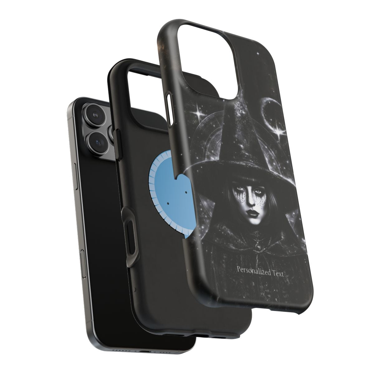 Personalized Gothic Witch Phone Case – Black and White Celestial Witch Art for iPhone, Samsung Galaxy & Google Pixel