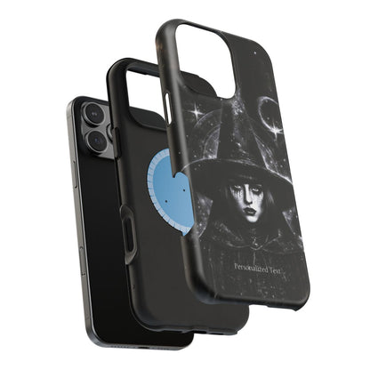 Personalized Gothic Witch Phone Case – Black and White Celestial Witch Art for iPhone, Samsung Galaxy & Google Pixel
