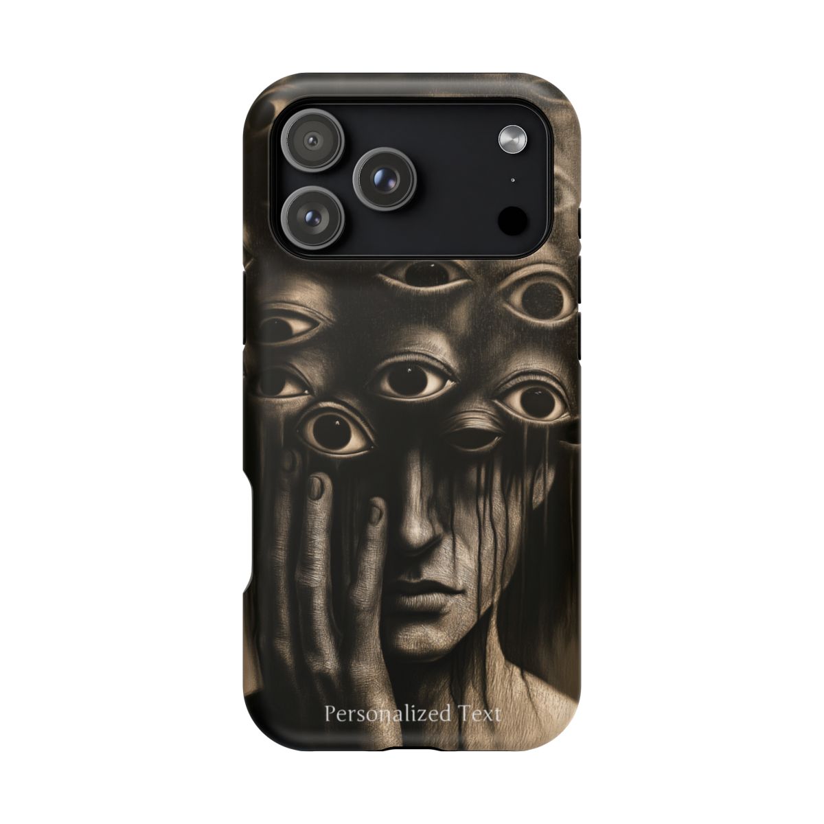 Personalized Surreal Eyes Phone Case, Dark Surrealism Horror Art, Creepy Multiple Eyes Gothic Face, Psychological Horror iPhone Samsung Pixel Case