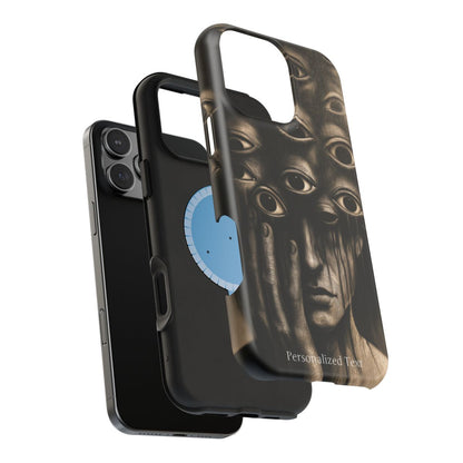 Personalized Surreal Eyes Phone Case, Dark Surrealism Horror Art, Creepy Multiple Eyes Gothic Face, Psychological Horror iPhone Samsung Pixel Case