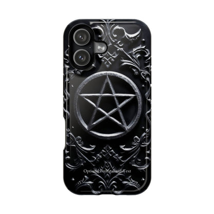 Gothic Pentagram Phone Case – Occult Symbol Design with Optional Personalized Text (GLOSSY VERSION)