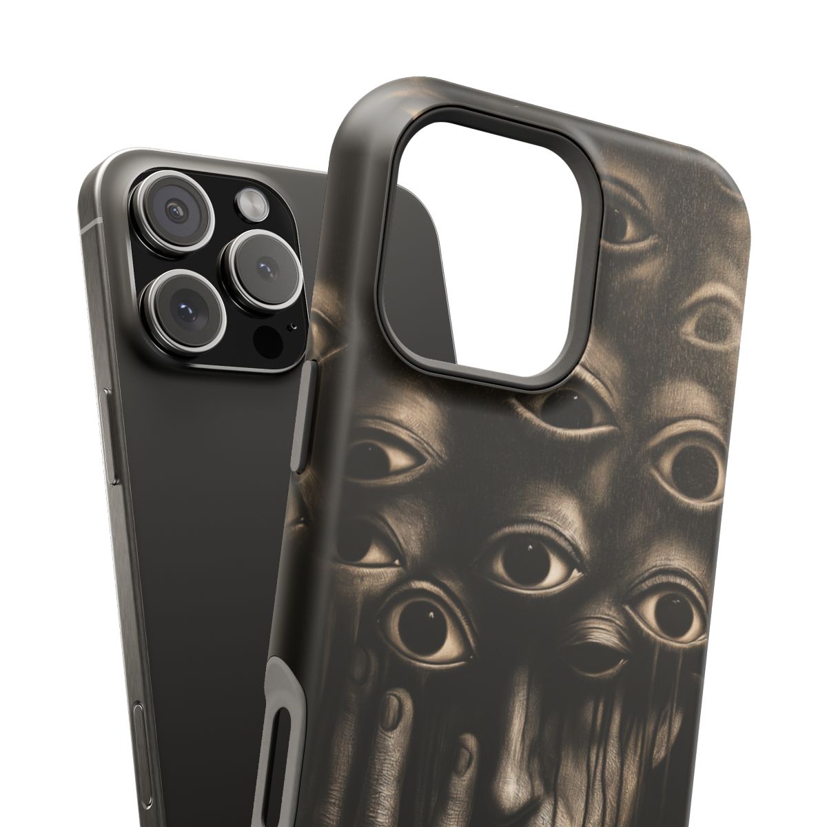 Personalized Surreal Eyes Phone Case, Dark Surrealism Horror Art, Creepy Multiple Eyes Gothic Face, Psychological Horror iPhone Samsung Pixel Case