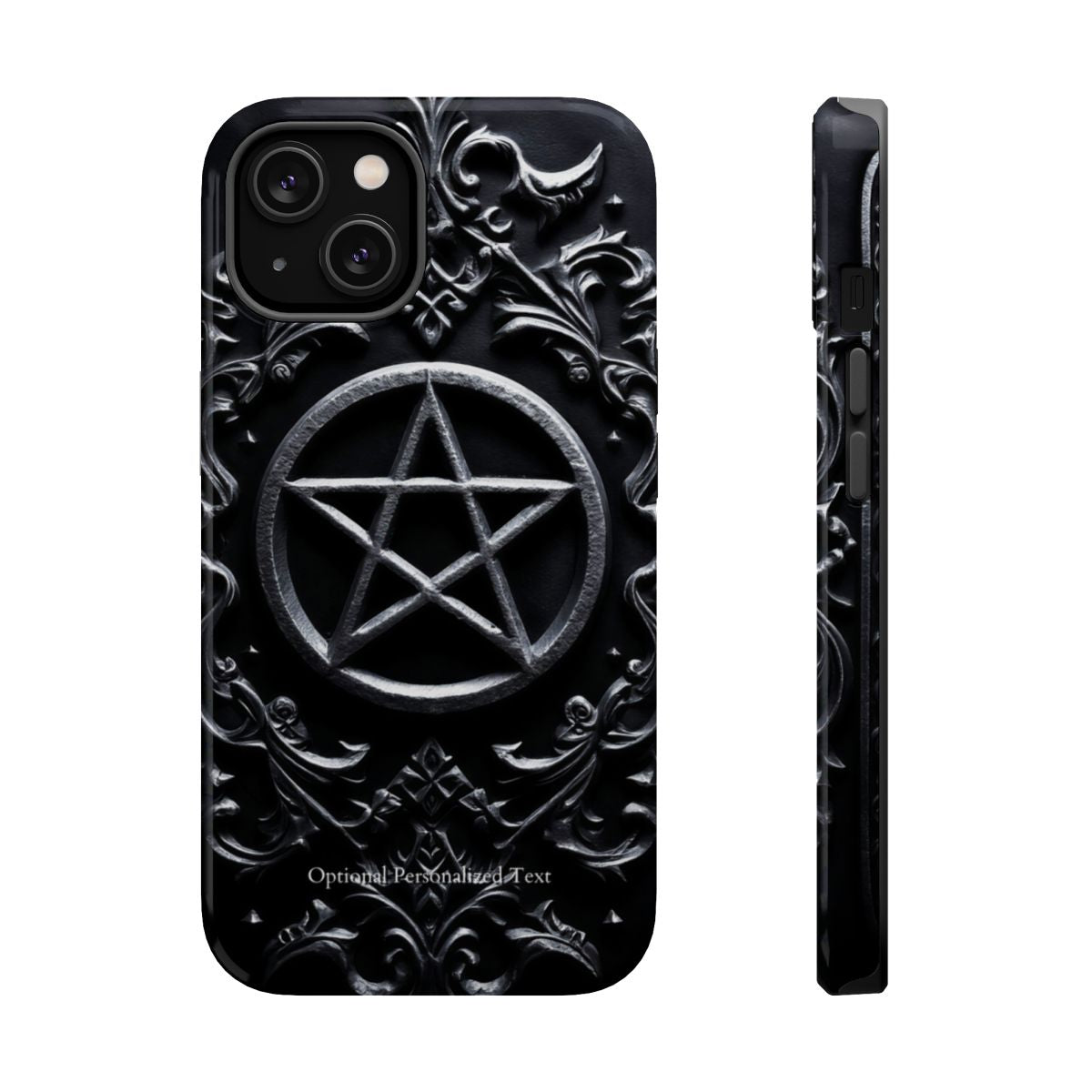 Gothic Pentagram Phone Case – Occult Symbol Design with Optional Personalized Text (GLOSSY VERSION)