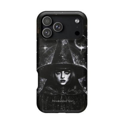 Personalized Gothic Witch Phone Case – Black and White Celestial Witch Art for iPhone, Samsung Galaxy & Google Pixel
