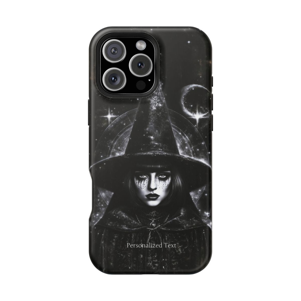 Personalized Gothic Witch Phone Case – Black and White Celestial Witch Art for iPhone, Samsung Galaxy & Google Pixel