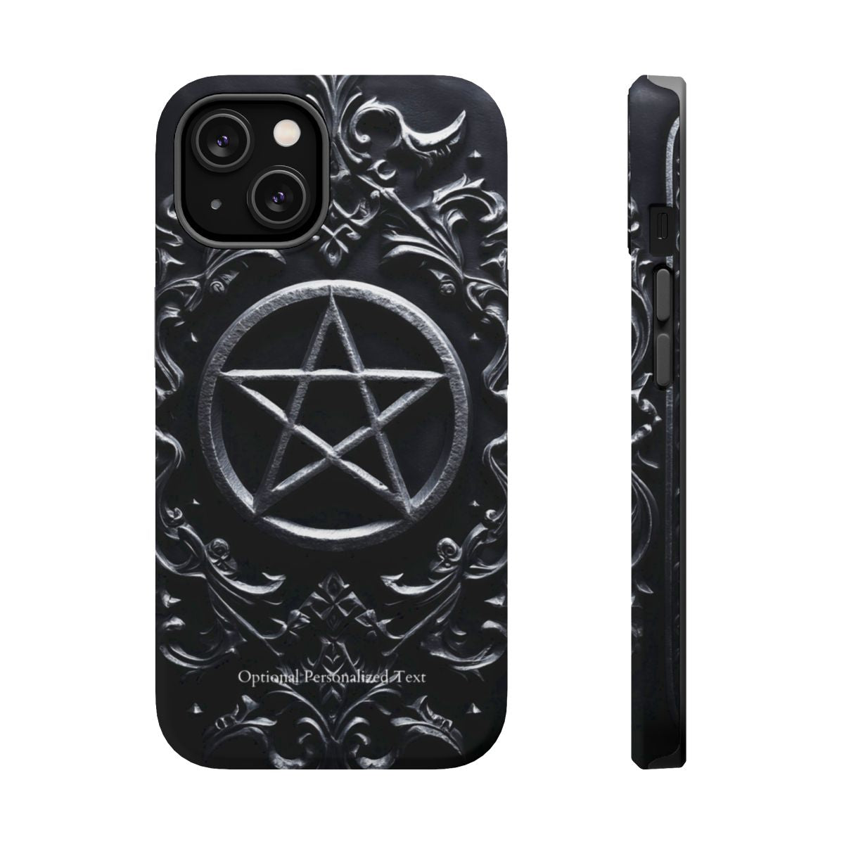 Gothic Pentagram Phone Case – Occult Symbol Design with Optional Personalized Text (MATTE VERSION)