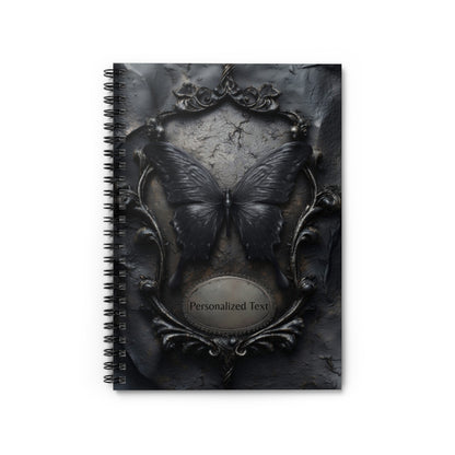 Gothic Black Butterfly Journal – Dark Fantasy Notebook with Optional Personalized Text