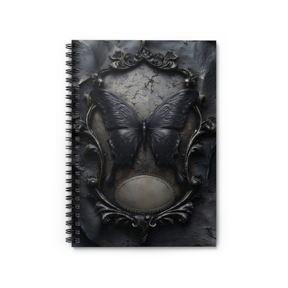 Gothic Black Butterfly Journal – Dark Fantasy Notebook with Optional Personalized Text