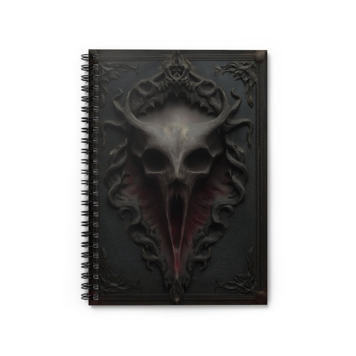 Gothic Horror Skull Journal – Dark Fantasy Demon Skull Notebook with Optional Personalized Text