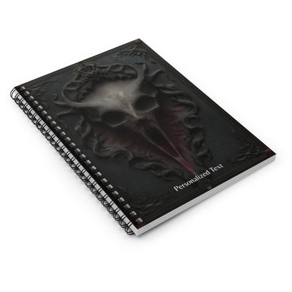 Gothic Horror Skull Journal – Dark Fantasy Demon Skull Notebook with Optional Personalized Text