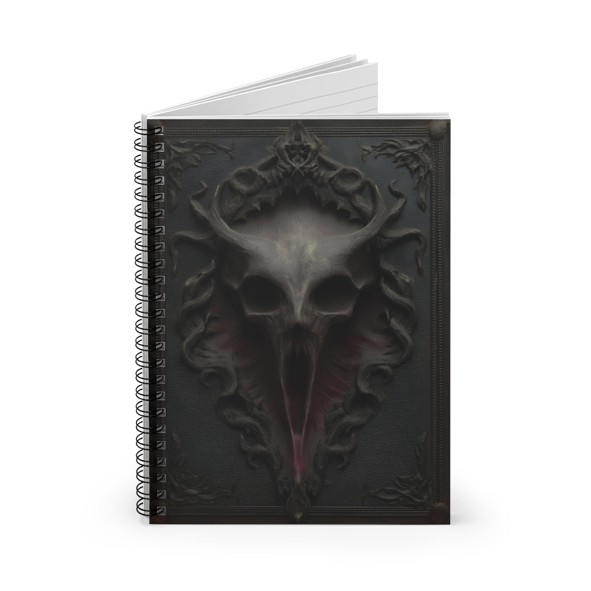 Gothic Horror Skull Journal – Dark Fantasy Demon Skull Notebook with Optional Personalized Text