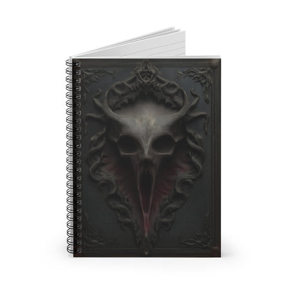 Gothic Horror Skull Journal – Dark Fantasy Demon Skull Notebook with Optional Personalized Text