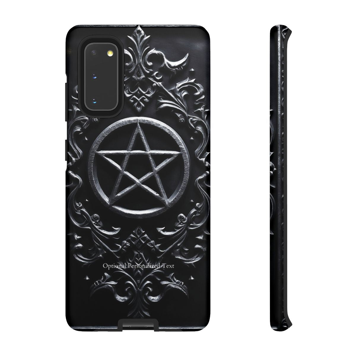 Gothic Pentagram Phone Case – Occult Symbol Design with Optional Personalized Text (MATTE VERSION)
