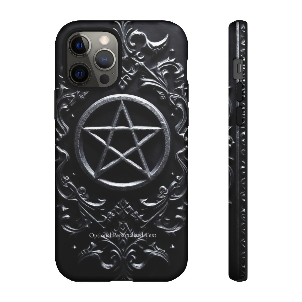 Gothic Pentagram Phone Case – Occult Symbol Design with Optional Personalized Text (MATTE VERSION)