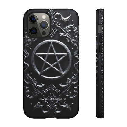 Gothic Pentagram Phone Case – Occult Symbol Design with Optional Personalized Text (MATTE VERSION)