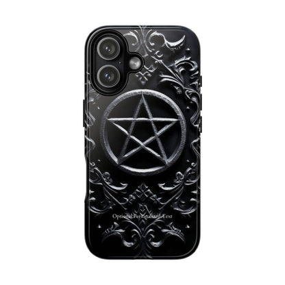 Gothic Pentagram Phone Case – Occult Symbol Design with Optional Personalized Text (GLOSSY VERSION)