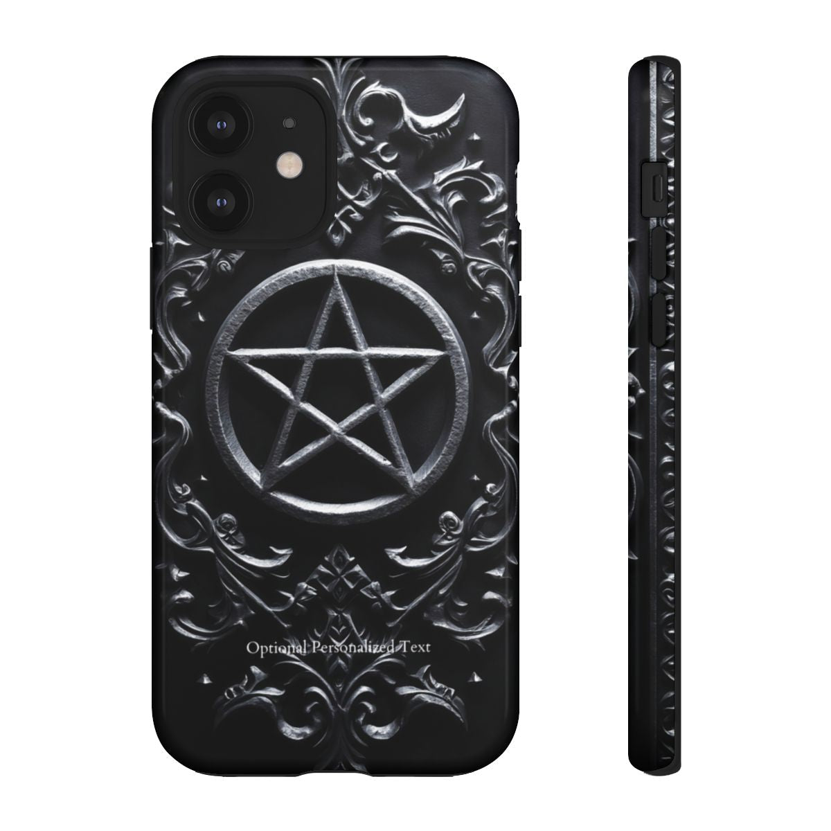 Gothic Pentagram Phone Case – Occult Symbol Design with Optional Personalized Text (GLOSSY VERSION)