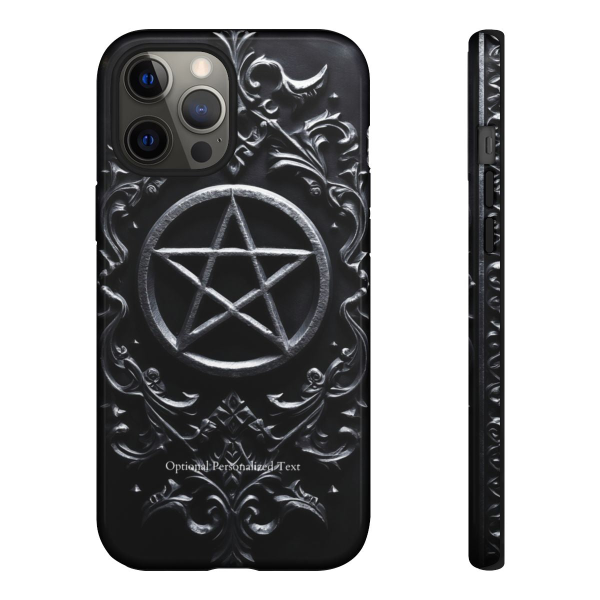 Gothic Pentagram Phone Case – Occult Symbol Design with Optional Personalized Text (GLOSSY VERSION)