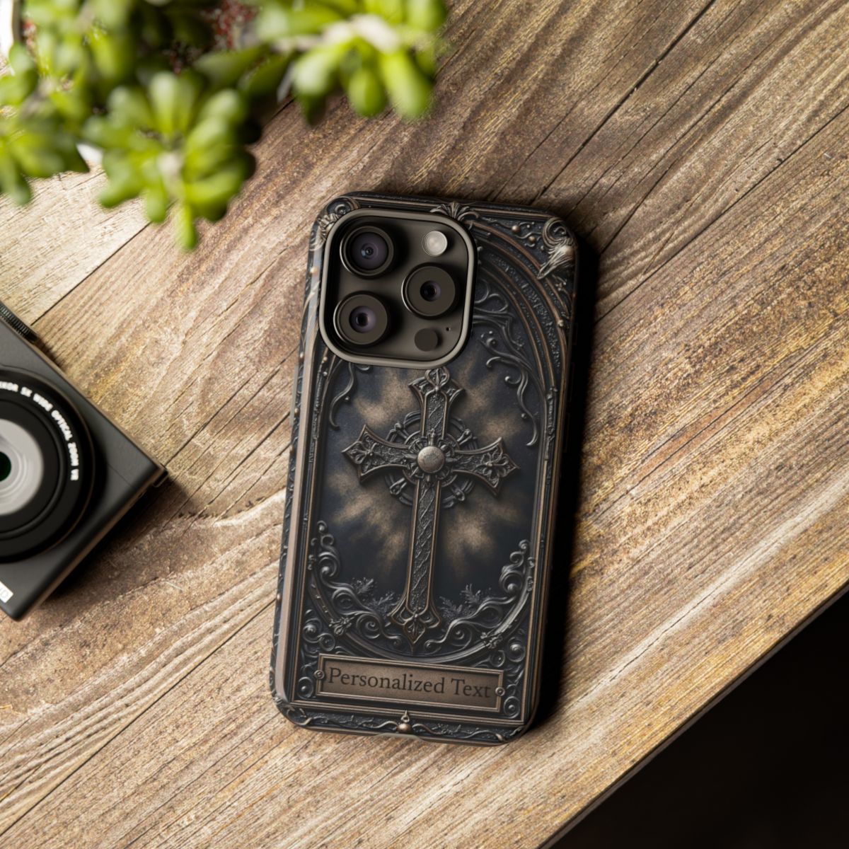 Personalized Gothic Cross Phone Case - Custom Religious & Dark Aesthetic Design
