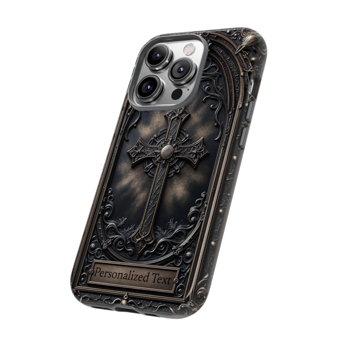 Personalized Gothic Cross Phone Case - Custom Religious & Dark Aesthetic Design
