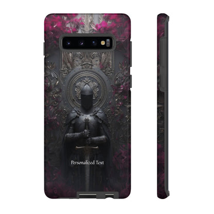 Personalized Gothic Knight Phone Case (Glossy) - Dark Medieval Armor Design with Custom Text