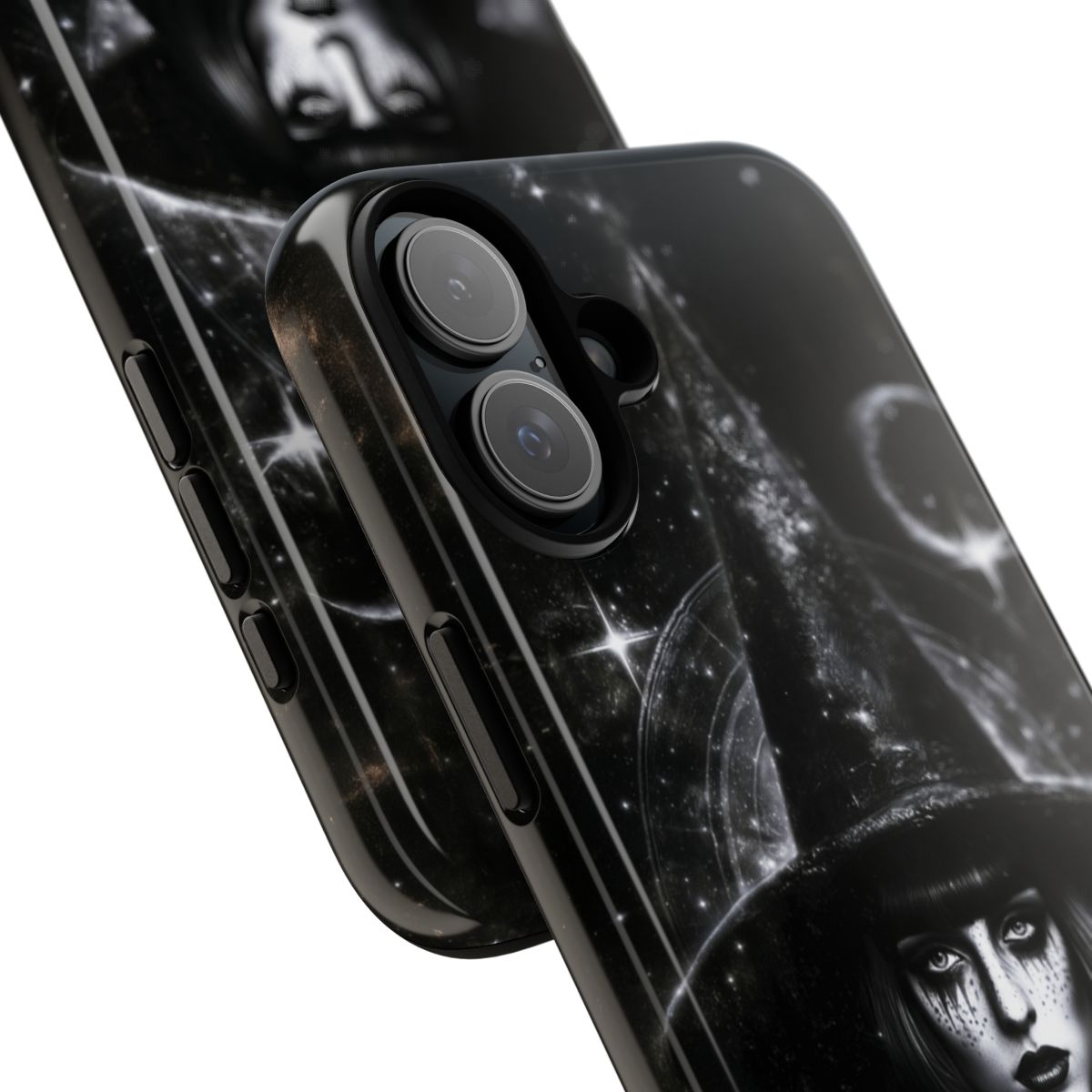 Personalized Gothic Witch Phone Case – Black and White Celestial Witch Art for iPhone, Samsung Galaxy & Google Pixel