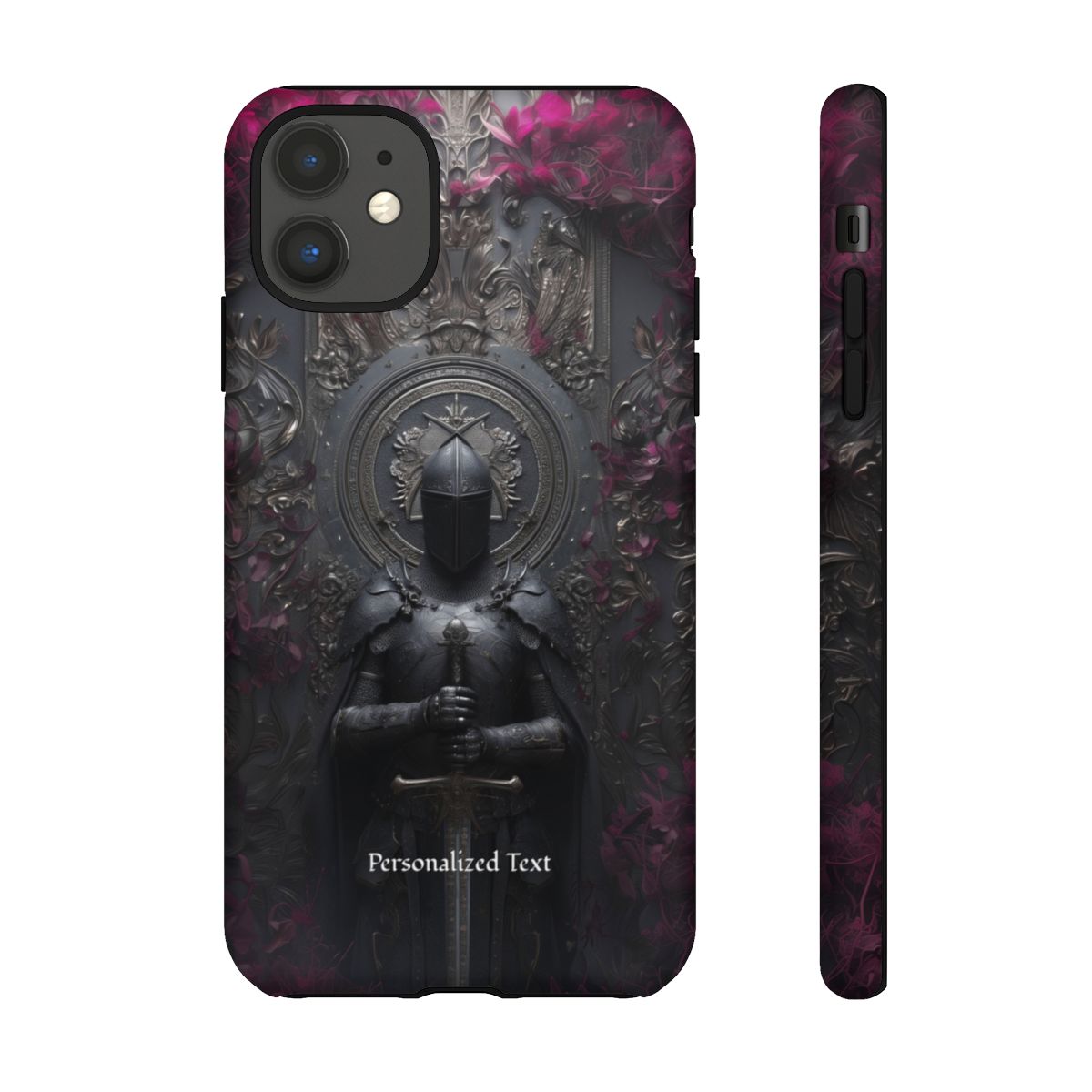 Personalized Gothic Knight Phone Case (Matte) - Dark Medieval Armor Design with Custom Text