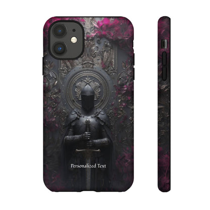 Personalized Gothic Knight Phone Case (Matte) - Dark Medieval Armor Design with Custom Text
