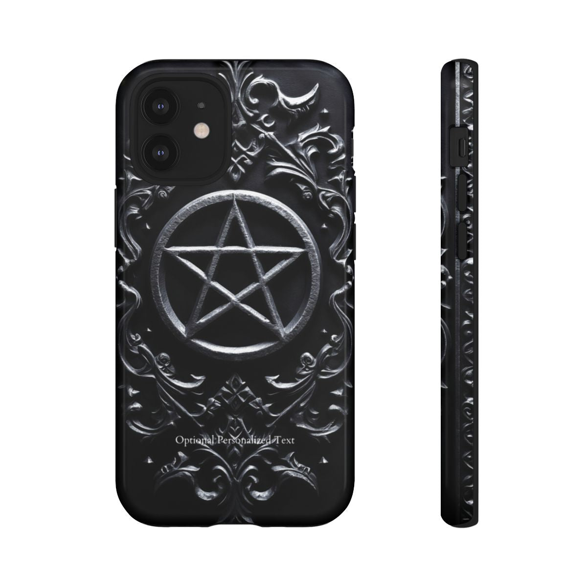 Gothic Pentagram Phone Case – Occult Symbol Design with Optional Personalized Text (GLOSSY VERSION)