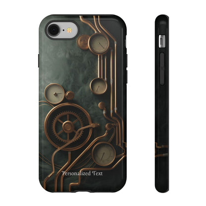 Steampunk Gear Phone Case – Vintage Clockwork Industrial Design with Optional Personalized Text