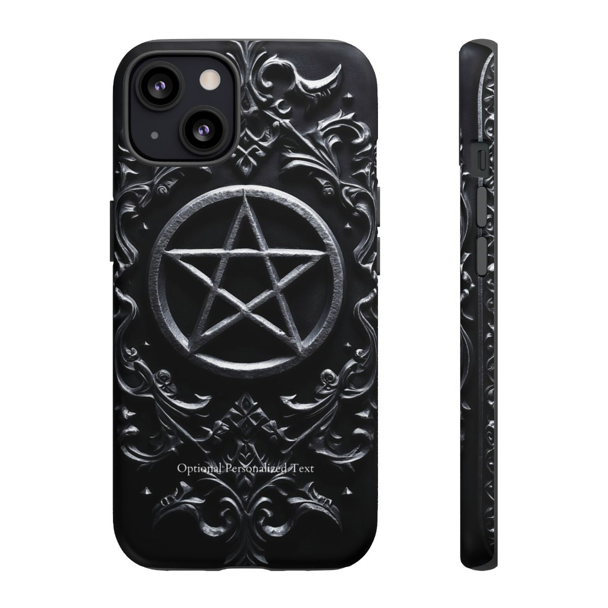 Gothic Pentagram Phone Case – Occult Symbol Design with Optional Personalized Text (MATTE VERSION)