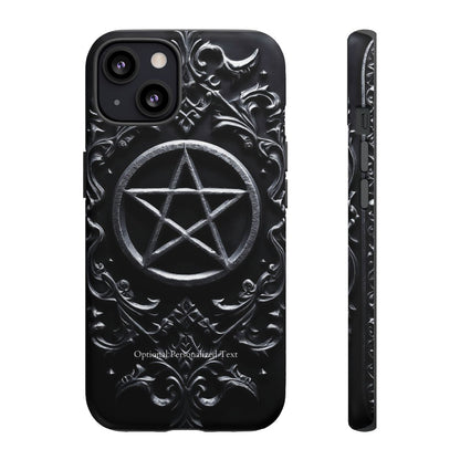 Gothic Pentagram Phone Case – Occult Symbol Design with Optional Personalized Text (MATTE VERSION)