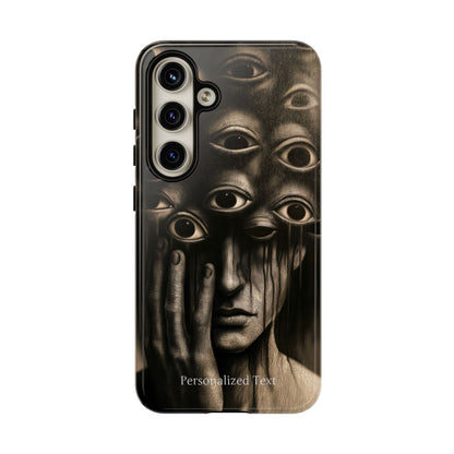 Personalized Surreal Eyes Phone Case, Dark Surrealism Horror Art, Creepy Multiple Eyes Gothic Face, Psychological Horror iPhone Samsung Pixel Case