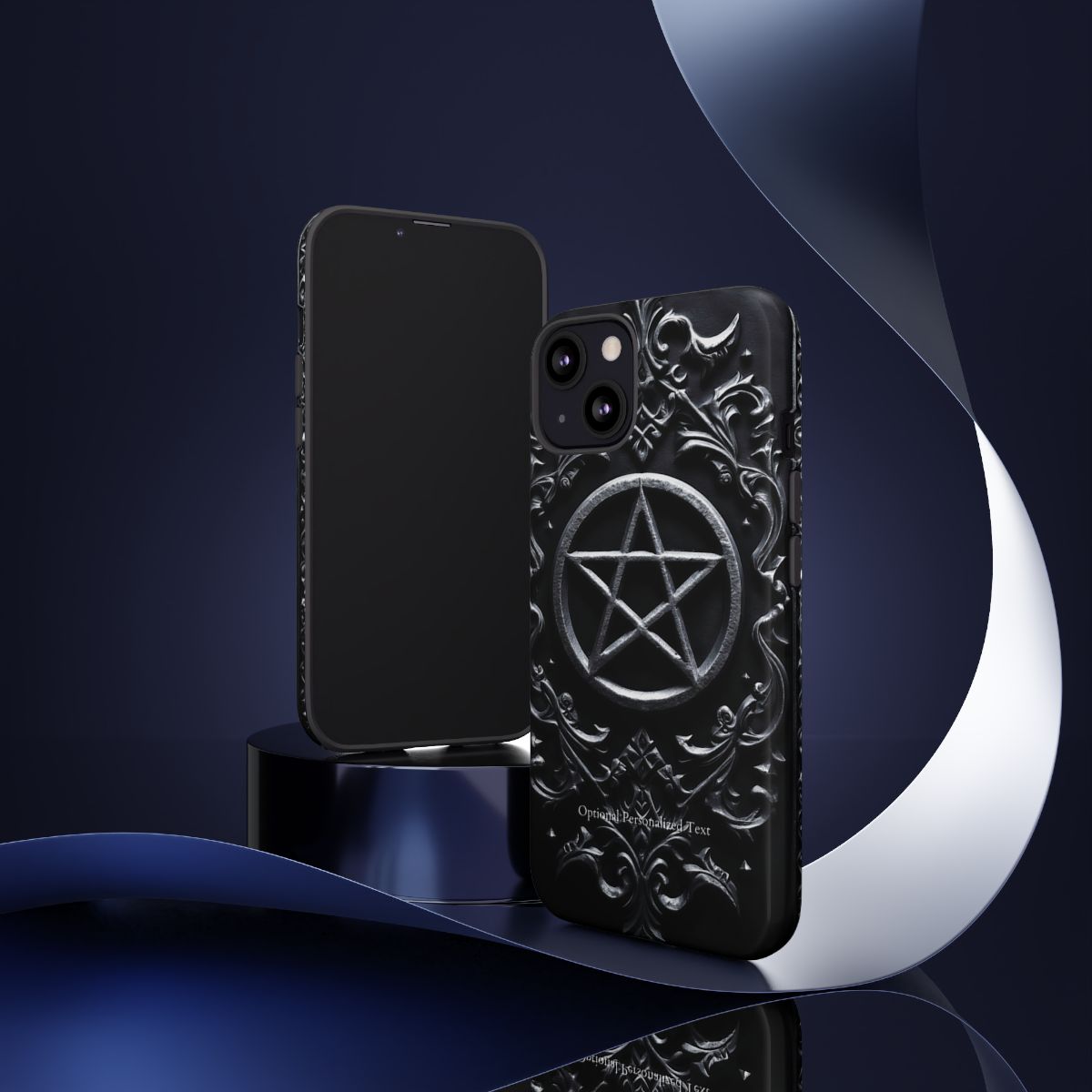 Gothic Pentagram Phone Case – Occult Symbol Design with Optional Personalized Text (GLOSSY VERSION)
