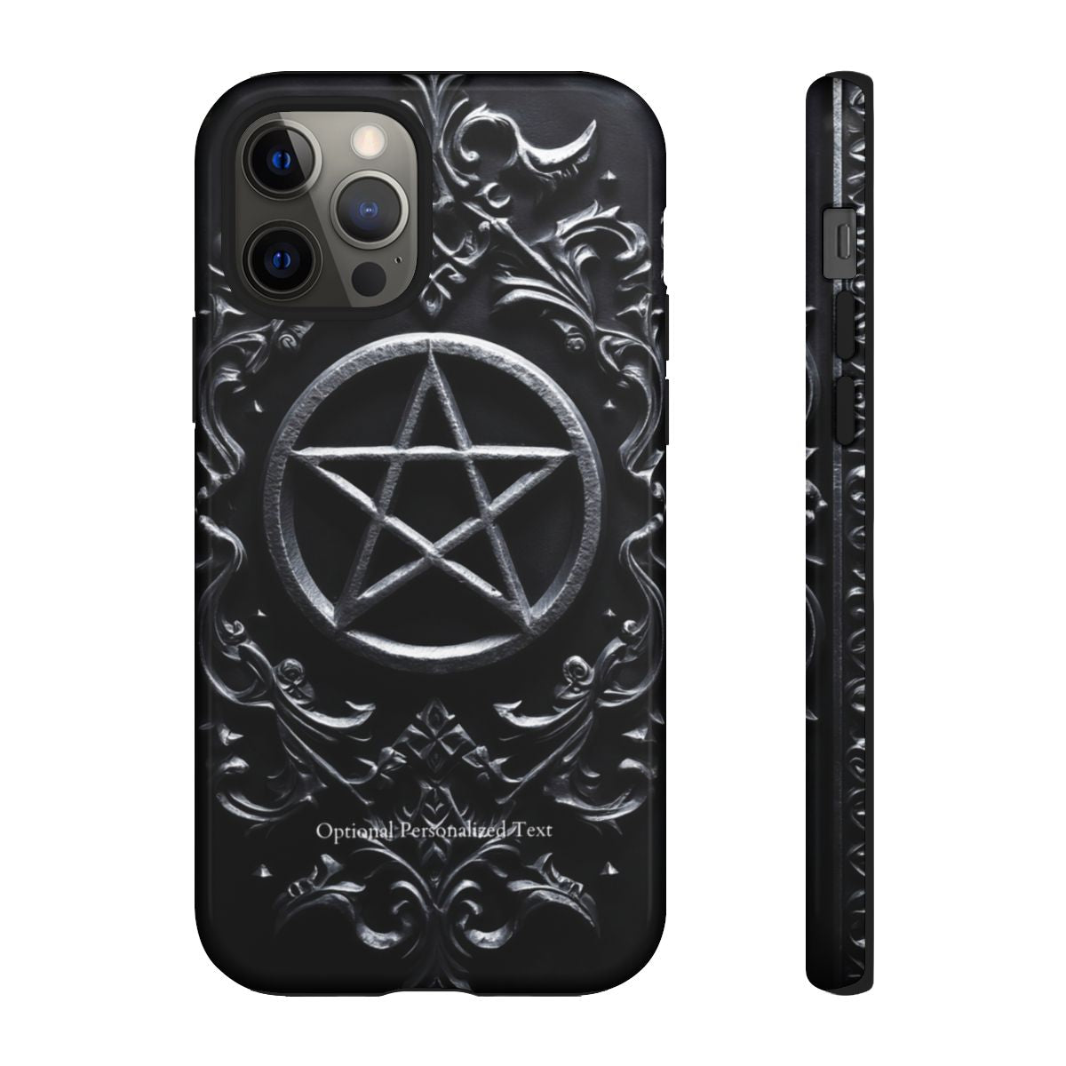 Gothic Pentagram Phone Case – Occult Symbol Design with Optional Personalized Text (GLOSSY VERSION)